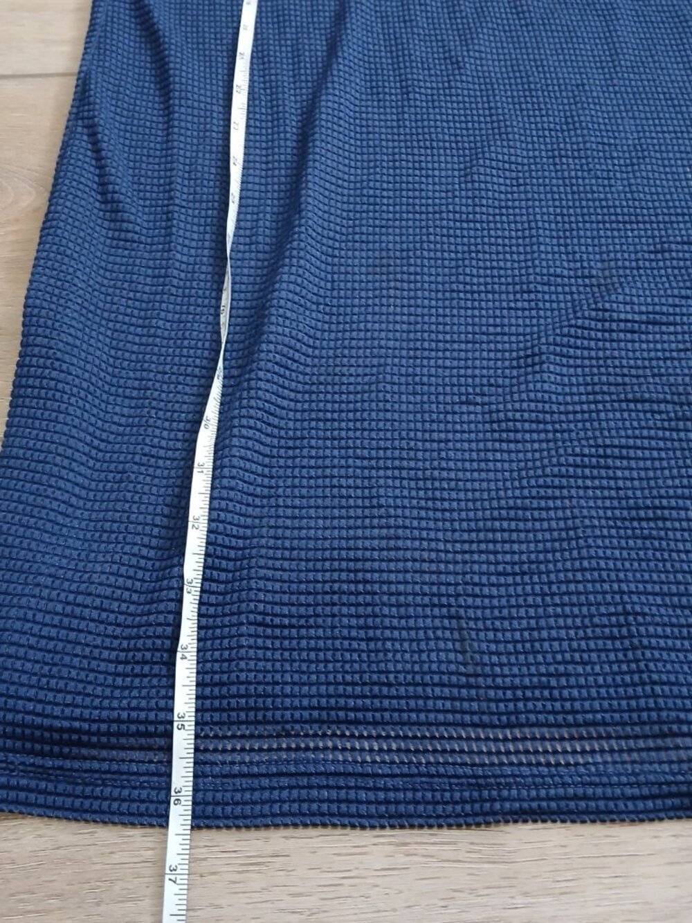 Trendsetter Navy Blue Textured Tunic Swim Top XL Stretch 3/4 Sleeve Keyhole Neck - Picture 5 of 10